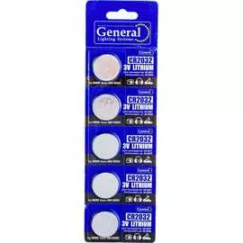 Кнопочная литиевая батарейка General Lighting Systems GBAT-CR2032 800568