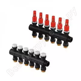 Коллектор с расходомерами uponor vario plus пластиковый, выходы 6х3/4, евроконус 1030585