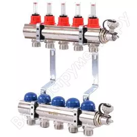 Коллекторная группа 1х3/4, 5 выходов, с расходомерами и термостатическими вентилями uni-fitt 440e4305