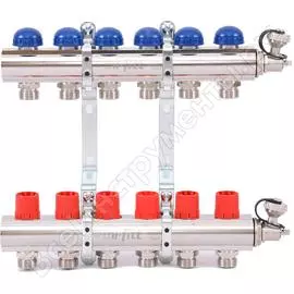 Коллекторная группа 1х3/4, 6 выходов, с регулировочными и термостатическими вентилями uni-fitt 441e4306
