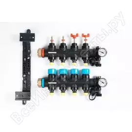 Коллекторная группа с расходомерами federica bugatti fb 1"х3/4" 4 выхода, пластиковый коллектор 2015364