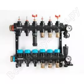 Коллекторная группа с расходомерами federica bugatti fb 1"х3/4" 6 выходов, пластиковый коллектор 2015368