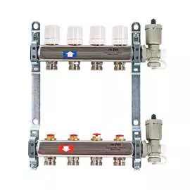 Коллекторная группа uni-fitt 1" х 3/4", 12 выходов, с автоматическими воздухоотводчиками, нержавеющая cталь 451a4312