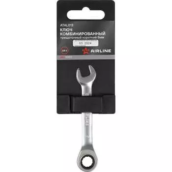 Комбинированный трещоточный короткий ключ Airline 8мм PRO ATAL013
