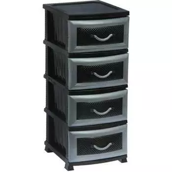 Комод РОССПЛАСТ ДЕЛЬФИН 4 ярус черный В95*Ш38*Г47 509789