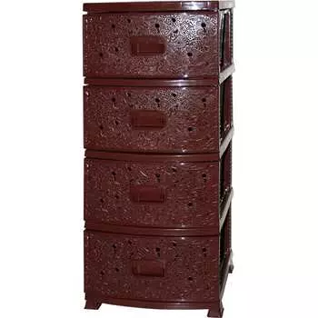 Комод РОССПЛАСТ ДЕКОР 4 ярус АЖУР коричневый В95*Ш38*Г47 527770