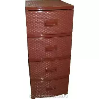 Комод РОССПЛАСТ ДЕКОР 4 ярус Ротанг коричневый В95*Ш38*Г47 527777