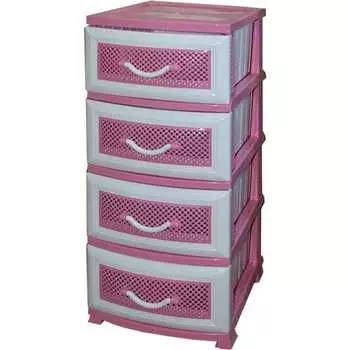 Комод РОССПЛАСТ ДЕЛЬФИН 4 ярус розовый В95*Ш38*Г47 509959