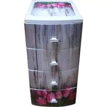Комод РОССПЛАСТ ДЕКОР 4 ярус Тюльпан МОНО рис. белый В95*Ш38*Г47 528885