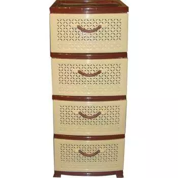 Комод РОССПЛАСТ РОМАШКА 4 ярус беж/коричневый В95*Ш38*Г47 522984