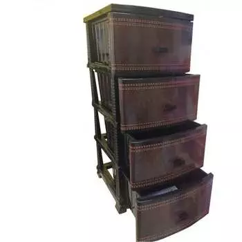 Комод РОССПЛАСТ ДЕКОР 4 ярус Кожа черный В95*Ш38*Г47 531043