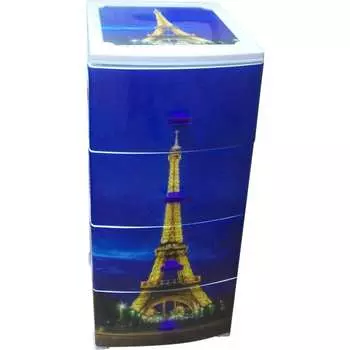 Комод РОССПЛАСТ ДЕКОР 4 ярус Париж МОНО рис. белый В95*Ш38*Г47 528883