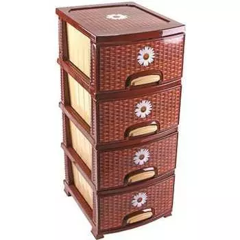 Комод РОССПЛАСТ ДЕКОР 4 ярус Плетенка коричневый В95*Ш38*Г47 522977