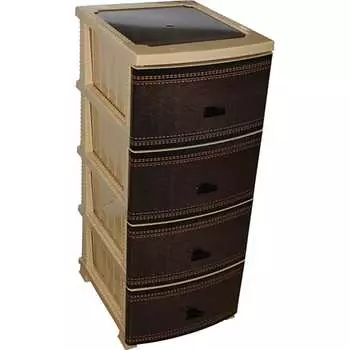 Комод РОССПЛАСТ ДЕКОР 4 ярус Кожа бежевый В95*Ш38*Г47 531042
