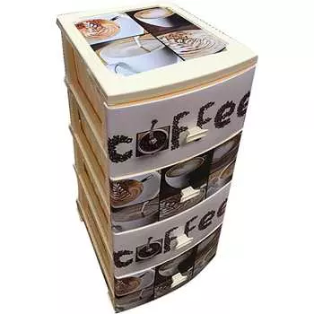 Комод РОССПЛАСТ ДЕКОР 4 ярус Кофе слон.кость В95*Ш38*Г47 536029
