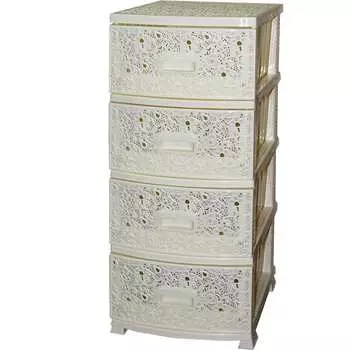 Комод РОССПЛАСТ ДЕКОР 4 ярус АЖУР слоновая кость В95*Ш38*Г47 527771