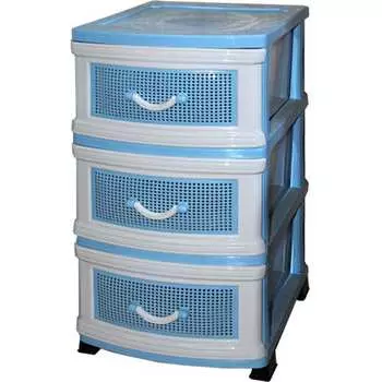 Комод РОССПЛАСТ ДЕЛЬФИН 3 яр. голубой/белый В75*Ш38*Г47 526268