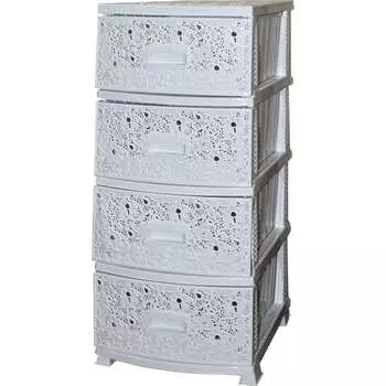 Комод РОССПЛАСТ ДЕКОР 4 ярус АЖУР белый В95*Ш38*Г47 527767