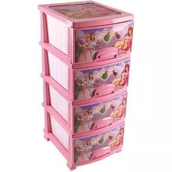 Комод РОССПЛАСТ ДЕКОР 4 ярус Принцесса розовый В95*Ш38*Г47 522978