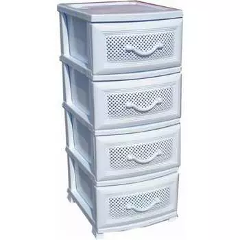 Комод РОССПЛАСТ ДЕЛЬФИН 4 ярус белый В95*Ш38*Г47 509794