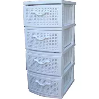 Комод РОССПЛАСТ РОМАШКА 4 ярус белый В95*Ш38*Г47 522985