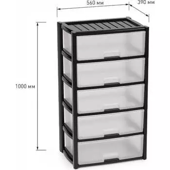 Комод ЗПИ "Альтернатива" Колорит 5-ти секцион. широкий чёрный М8764