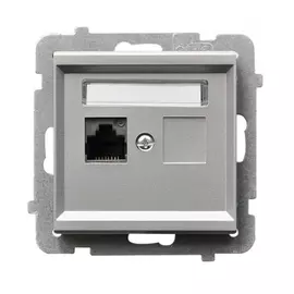 Компьютерная розетка ospel sonata 1-я, категория 5e, rj-45, без рамки, матовое серебро gpk-1r/k/m/38