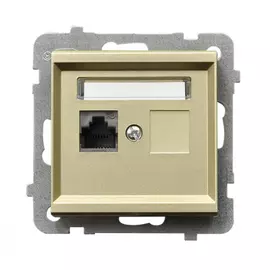 Компьютерная розетка ospel sonata 1-я, категория 5e, rj-45, без рамки, шампанский золотой gpk-1r/k/m/39
