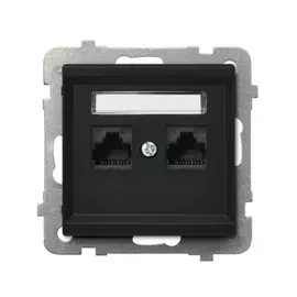 Компьютерная розетка ospel sonata 2-я, категория 5e, rj-45, без рамки, черный металлик gpk-2r/k/m/33