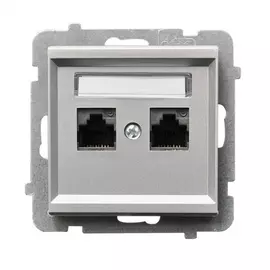 Компьютерная розетка ospel sonata 2-я, категория 5e, rj-45, без рамки, матовое серебро gpk-2r/k/m/38