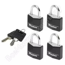 Комплект 4 навесной замок masterlock 9120eurqblknop