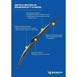 Комплект гибридных щеток стеклоочистителя michelin 22" + 22"/56 + 56 см, k13322-22