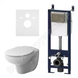 Комплект инсталляция am.pm sense с клавишей, безободковый унитаз, сиденье микролифт is3741700