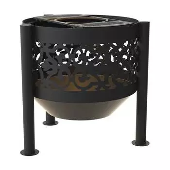 Комплект: костровая чаша с подставкой под казан FIRE-HOUSE ажурная диаметр 60 см на трубчатых ножках Ch7-600ажурная
