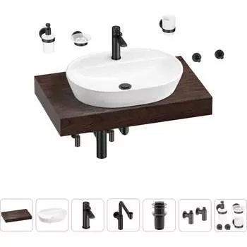 Комплект мебели для ванной комнаты с раковиной Wellsee Genuine Tree 201013807