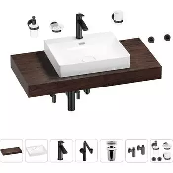 Комплект мебели для ванной комнаты с раковиной Wellsee Genuine Tree 201019622