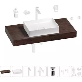 Комплект мебели для ванной комнаты с раковиной Wellsee Genuine Tree 201017375