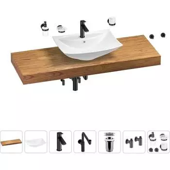 Комплект мебели для ванной комнаты с раковиной Wellsee Genuine Tree 201019132