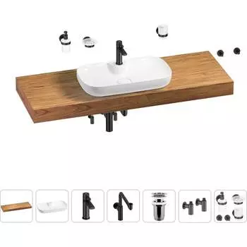 Комплект мебели для ванной комнаты с раковиной Wellsee Genuine Tree 201015117