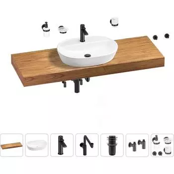 Комплект мебели для ванной комнаты с раковиной Wellsee Genuine Tree 201013977