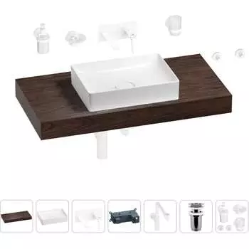Комплект мебели для ванной комнаты с раковиной Wellsee Genuine Tree 201017390