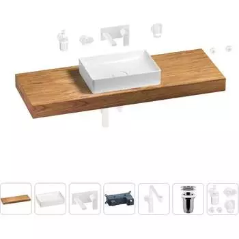 Комплект мебели для ванной комнаты с раковиной Wellsee Genuine Tree 201017605