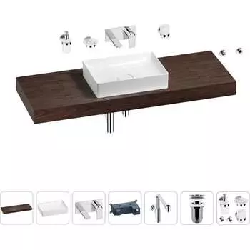 Комплект мебели для ванной комнаты с раковиной Wellsee Genuine Tree 201017621