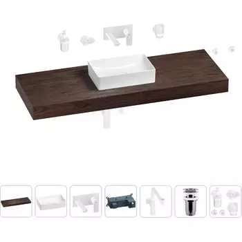 Комплект мебели для ванной комнаты с раковиной Wellsee Genuine Tree 201017155