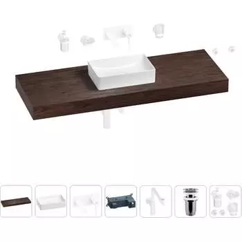 Комплект мебели для ванной комнаты с раковиной Wellsee Genuine Tree 201017160
