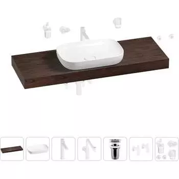 Комплект мебели для ванной комнаты с раковиной Wellsee Genuine Tree 201014440