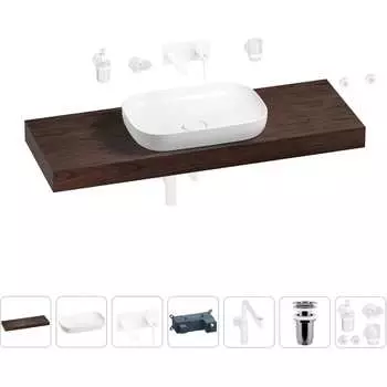 Комплект мебели для ванной комнаты с раковиной Wellsee Genuine Tree 201014450