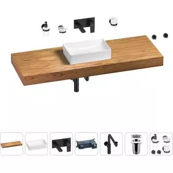 Комплект мебели для ванной комнаты с раковиной Wellsee Genuine Tree 201017137