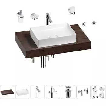 Комплект мебели для ванной комнаты с раковиной Wellsee Genuine Tree 201017256