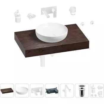 Комплект мебели для ванной комнаты с раковиной Wellsee Genuine Tree 201016185